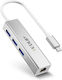 EDUP USB-Hub Mit 3 Anschlüssen USB 3.0 Mit USB-C Anschluss Ethernet Silber
