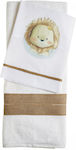 Christening Oilcloths Set White / Brown with Animals Theme