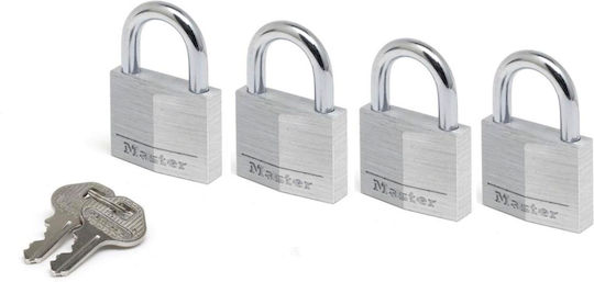 Master Lock Αλουμινένιο Λουκέτο Πέταλο με Κλειδί 40mm 4τμχ