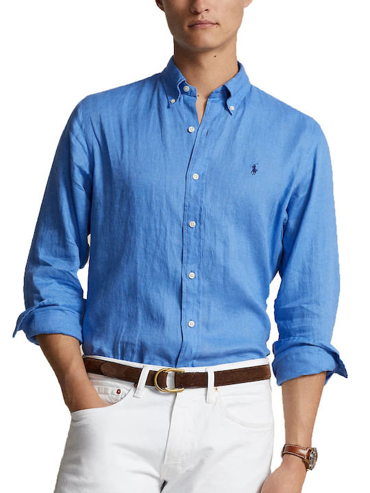 Ralph Lauren Shirt Herrenhemd Langärmelig Leinen Summer Blue