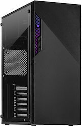 Inter-Tech A-303 Slant Mini Tower Κουτί Υπολογιστή με RGB Φωτισμό Μαύρο