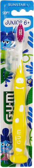 GUM 902 Junior Monster Παιδική Οδοντόβουρτσα για 6+ Χρονών Κίτρινο-Ροζ