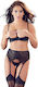Cottelli Collection Set Sexy Sutien și Lenjerie Cu Dantelă Neagră