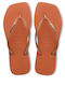 Square Glitter Flip Flops In Orange Colour