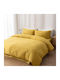 MayHome Duvet Cover Set Cotton Satin Single with Pillowcase 160x240 Yellow