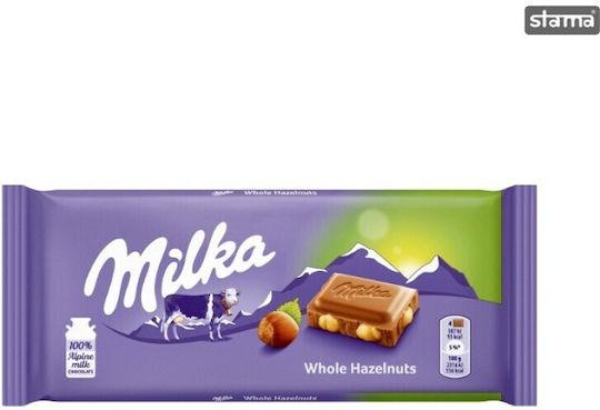 Milka Σοκολάτα Γάλακτος Ολόκληρα Φουντούκια 100gr