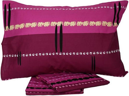 Sunshine Cotton Feelings Εμπριμέ Σετ Σεντόνια Μονά 160x260εκ. Mauve (3τμχ)