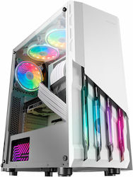 Mars Gaming MC-X2 Gaming Midi Tower Computer Case with Window Panel and RGB Lighting White