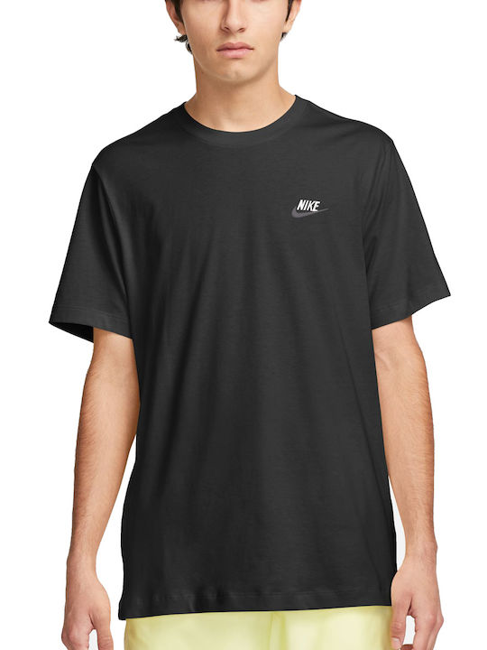 Nike Sportswear Club Ανδρικό Αθλητικό T-shirt Κοντομάνικο Μαύρο.