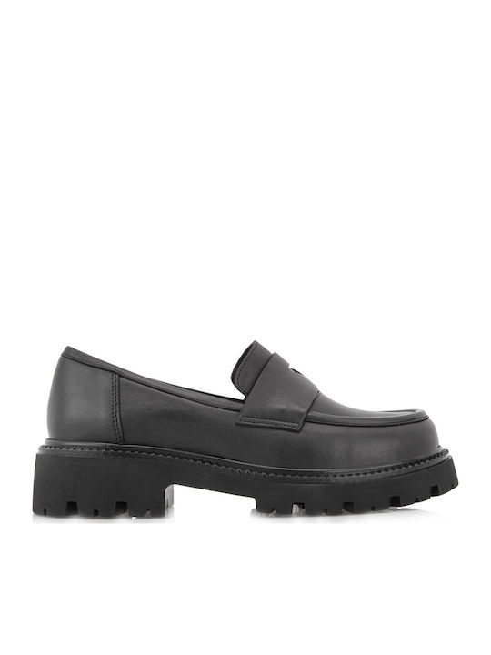 Δερμάτινα Γυναικεία Loafers σε Μαύρο Χρώμα