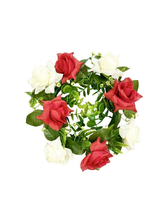 Kranz aus künstlichen Pflanzen Rose Rot 28cm Lukia
