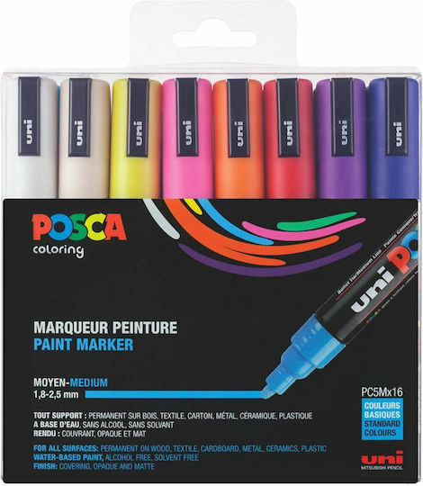 Posca Pc5m Acrylic Markers Gray 16pcs