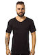 V Men's Undershirt Short-sleeved BLACK