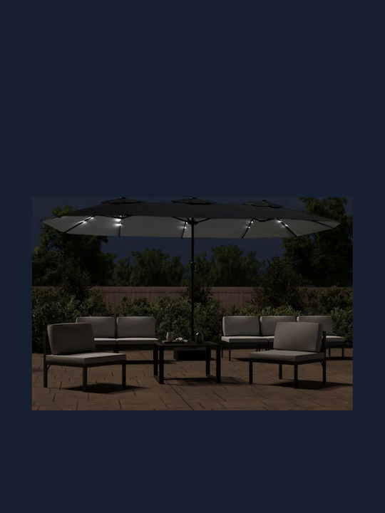 Aluminium Garten- und Terrassen-Sonnenschirm Schwarz 4.49x2.45xHöhe 2.45m