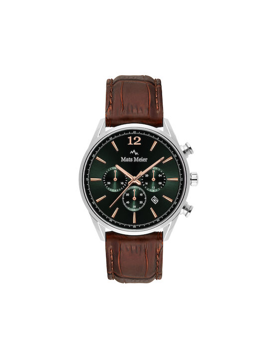 Mats Meier Watch Battery with Brown Leather Strap