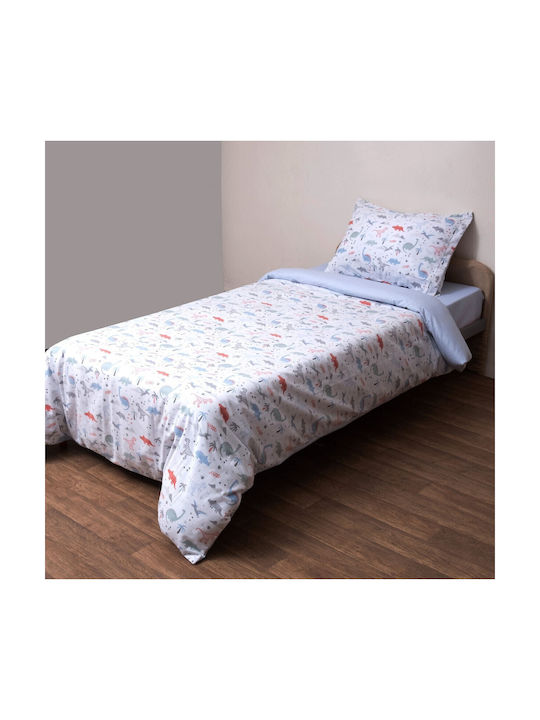 Viopros Kids Sheets Set Single with Elastic Band Cotton White 100x200cm 3 Pieces