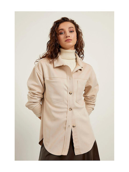 Armalife Women's Long Overshirt with Buttons beige