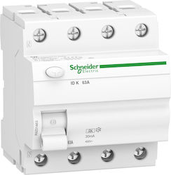 Schneider Electric Ρελέ Διαρροής 4x63A 400V