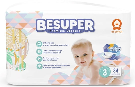 Mediform Πάνες με Αυτοκόλλητο Besuper Premium No. 3 για 6-10kg 34τμχ