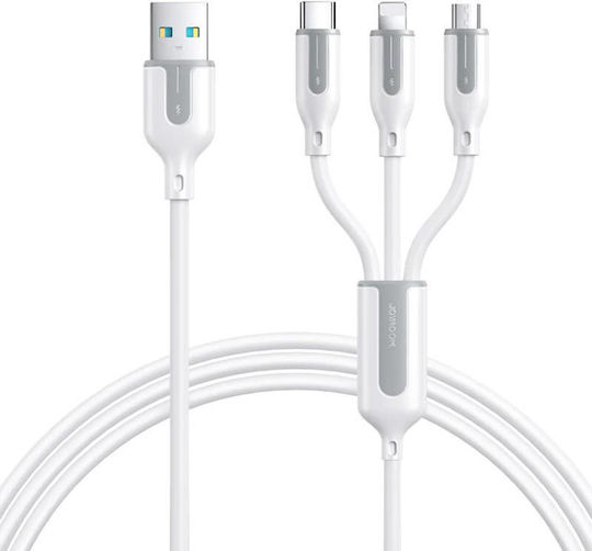 Joyroom S-1T3018A15 Regular USB to Lightning / Type-C / micro USB 1.2m 3.5A Cable White