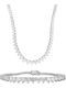 Kiriakos Gofas Set with Necklace & Bracelet from White Gold 14K with Stones