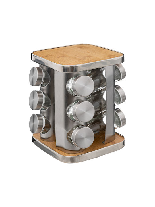 Inox Tabletop Spice Rack with Stand Argint 12buc