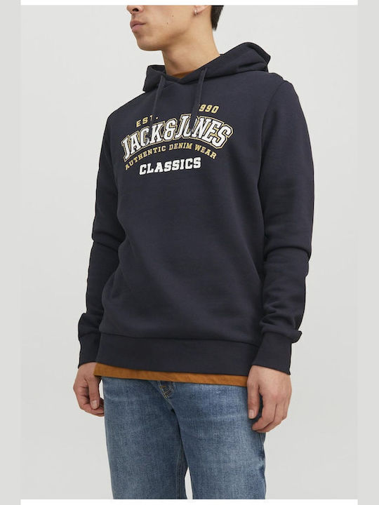 Jack & Jones Sweat Herren Sweatshirt mit Kapuze und Taschen Blue