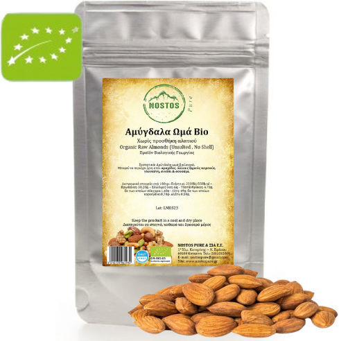 Nostos Pure Βιολογικά Αμύγδαλα Ωμά Ψίχα Χωρίς Αλάτι 500gr