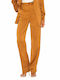 Damen Hoch tailliert Stoff Hose Tabac Braun