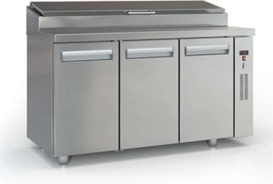 Inox Dobros Английски превод: Stainless Steel Refrigerator Counter Салата with 3 Doors and Cooling Machine L150xW70xH87см