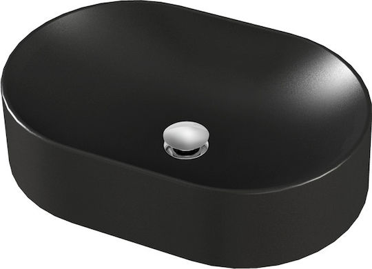 Turtl Επικαθήμενος Νιπτήρας Πορσελάνης 60x40cm Μαύρος