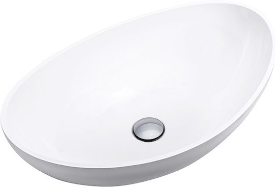 Turtl Επικαθήμενος Νιπτήρας Πορσελάνης 59x38.3cm Λευκός