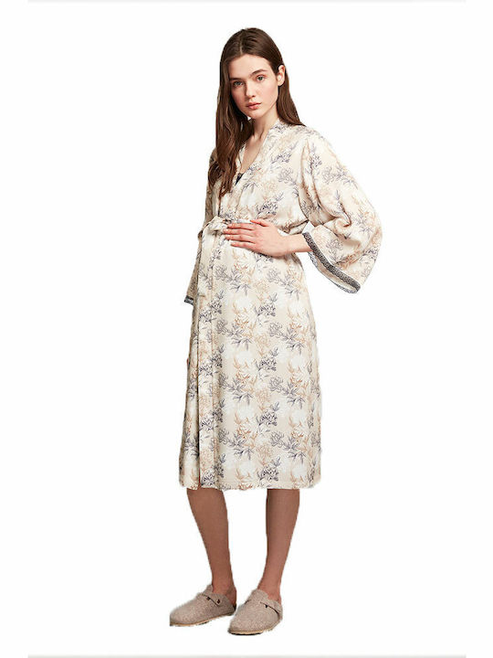 Catherine's Long Robe for Breastfeeding Beige