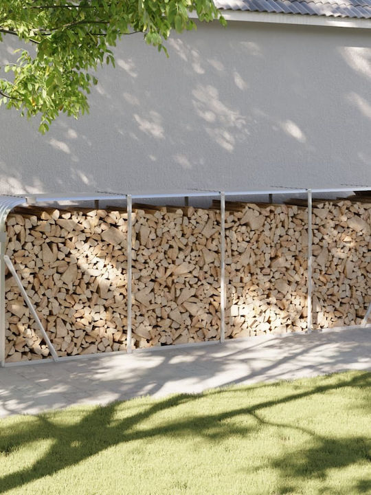vidaXL Μεταλλικό Ράφι Αποθήκευσης Ξύλων 300x45x100cm Ασημί