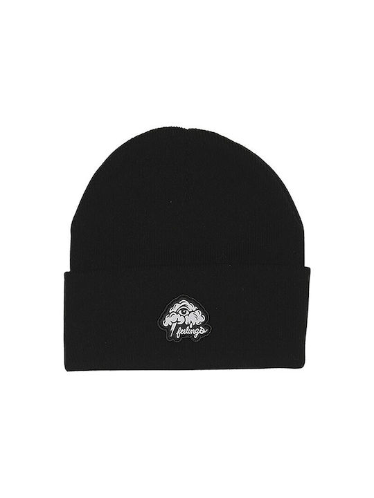 And Feelings Beanie Unisex Beanie with Rib Knit in Black color