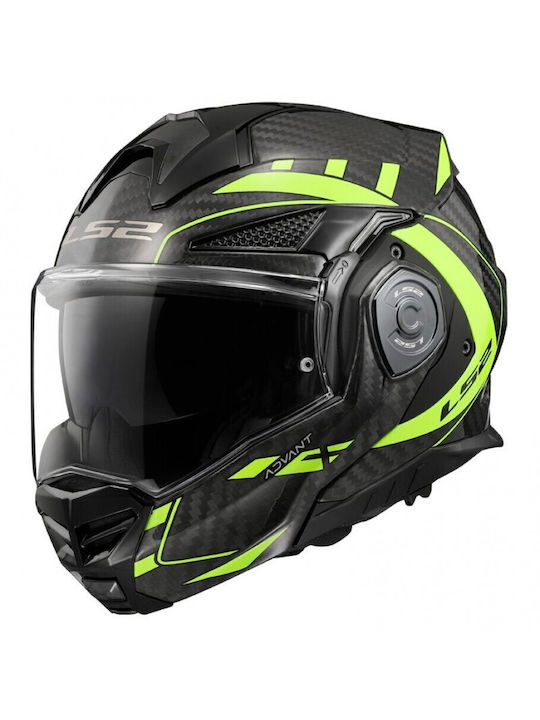 LS2 Modular Helmet with Sun Visor ECE 22.06 1550gr Carbon Future Hi Vis Yellow