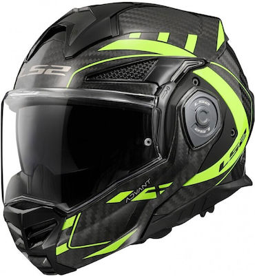 LS2 Modular Helmet with Sun Visor ECE 22.06 1550gr Carbon Future Hi Vis Yellow