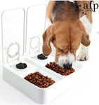 All For Paws Automatic Plastic Bowls Dog Food White 2x300ml