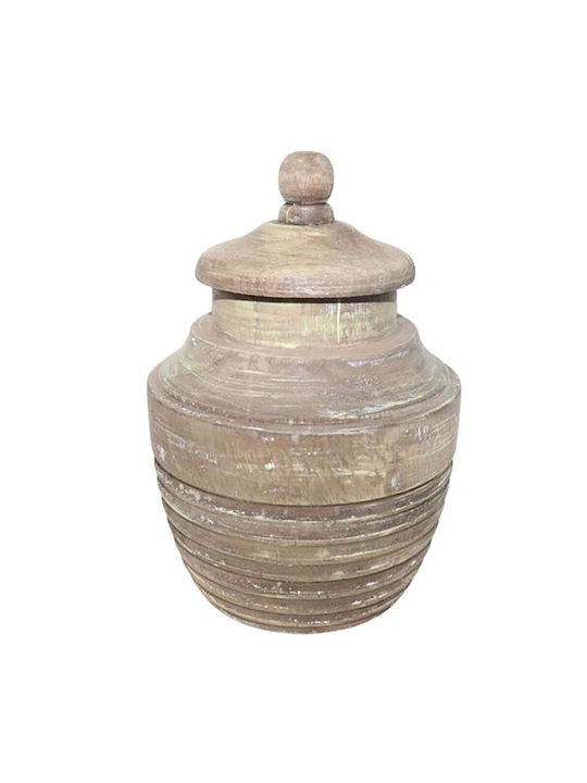 InTheBox General Use Vase with Lid Wooden Beige 12x12x18cm 1 Piece