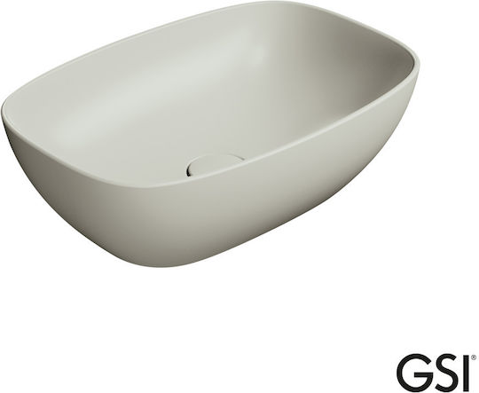 GSI Nubes Επικαθήμενος Νιπτήρας Πορσελάνης 50x35x5cm Cenere
