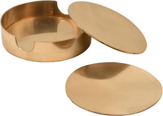 InTheBox Coal Round Coaster Metallic Gold 11cm 4pcs