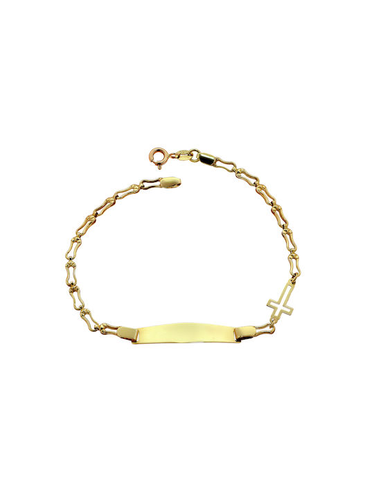 Kids Gold ID Bracelet 14K with Cross for Girl