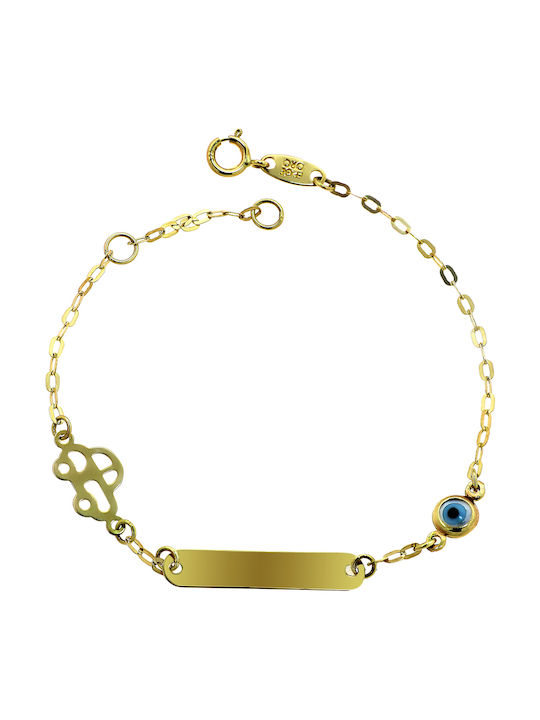 Kids Bracelet ID from Gold 9K with Evil Eye