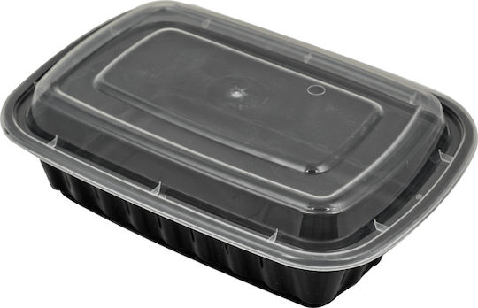 Ecocraft Disposable Plastic PP Tableware for Hot / Microwave Safe 950ml Black 50pcs