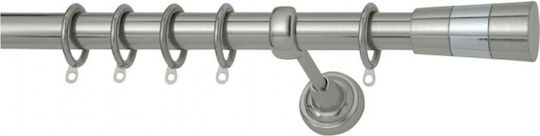 Import Hellas Metallic Curtain Pole Νo1 Single Φ25mm 130cm Nickel Matte