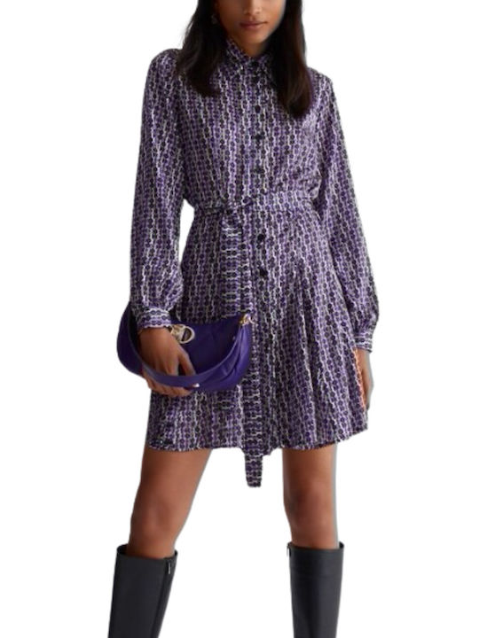 Liu Jo Abito Ts.nav Mini Shirt Dress Dress Satin Purple