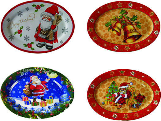 AGC Set Ornamente de Crăciun Platouri Ceramice Lățime 30cm. 2buc
