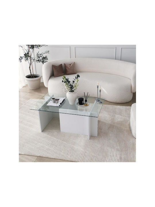 Escape Square Glass Coffee Table White L105xW65xH40cm