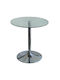 Bitt Outdoor Dinner Free Standing Table with Glass Surface and Metal Frame Chromium 70x70x75cm
