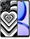 Smartfits Black Hearts Umschlag Rückseite Schwarz (Realme C53)